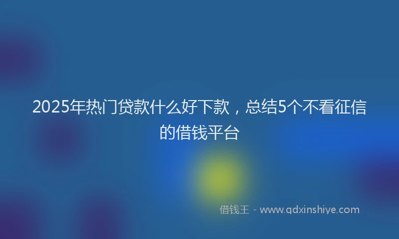2025年热门贷款什么好下款，总结5个不看征信的借钱平台