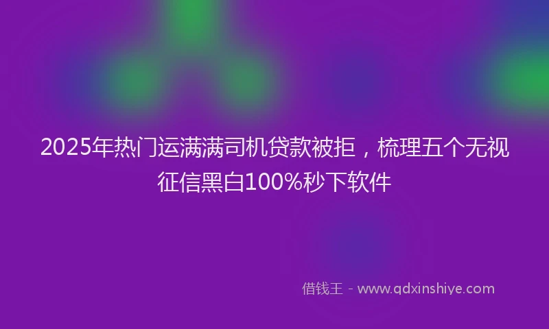 2025年热门运满满司机贷款被拒,梳理五个无视征信黑白100%秒下软件