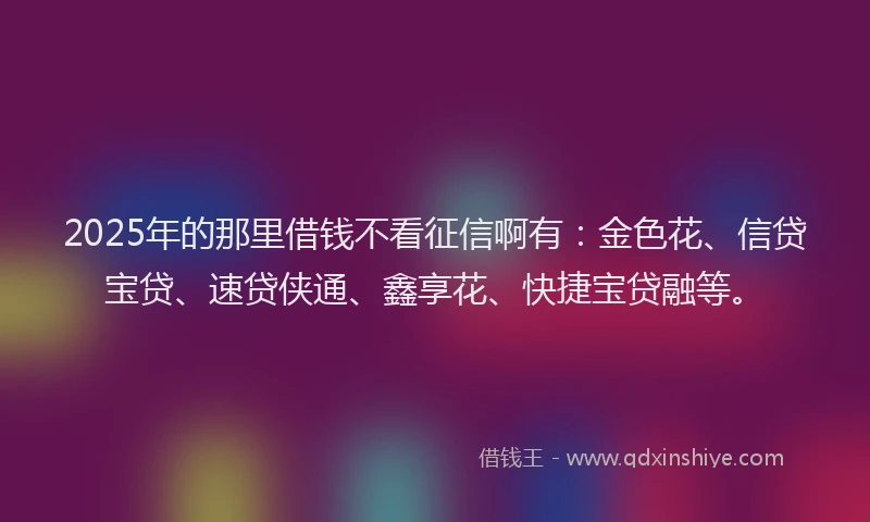 2025年的那里借钱不看征信啊有:金色花、信贷宝贷、速贷侠通、鑫享花、快捷宝贷融等。