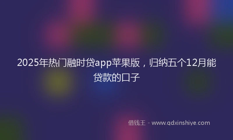 2025年热门融时贷app苹果版，归纳五个12月能贷款的口子