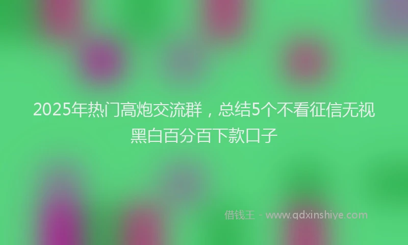 2025年热门高炮交流群,总结5个不看征信无视黑白百分百下款口子