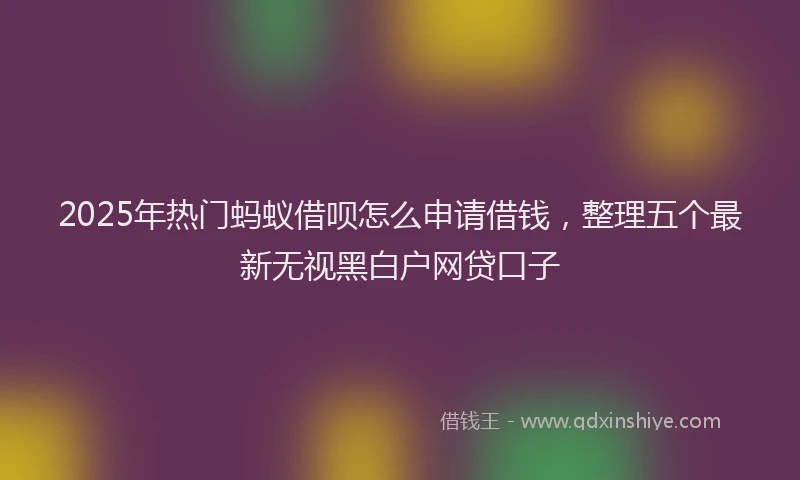 2025年热门蚂蚁借呗怎么申请借钱，整理五个最新无视黑白户网贷口子