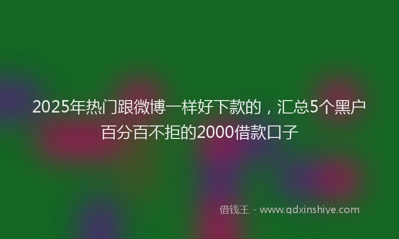 2025年热门跟微博一样好下款的,汇总5个黑户百分百不拒的2000借款口子