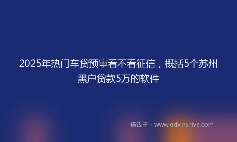 2025年热门车贷预审看不看征信，概括5个苏州黑户贷款5万的软件
