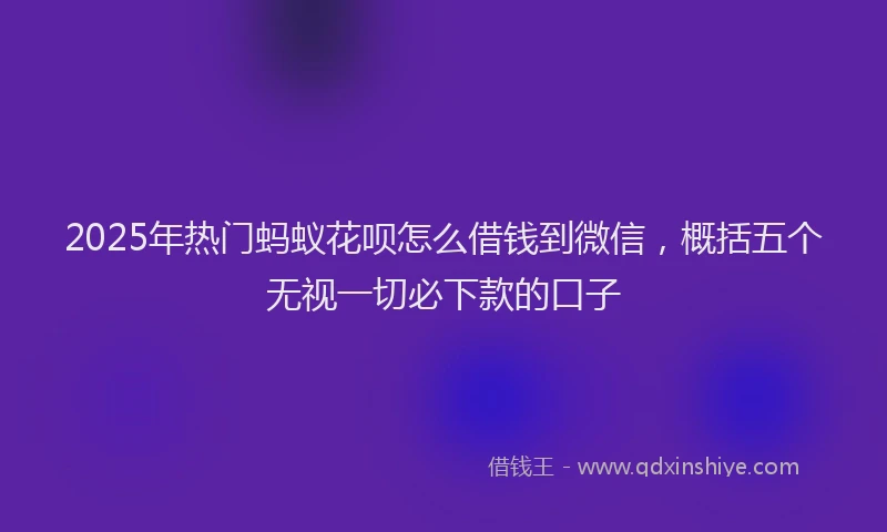 2025年热门蚂蚁花呗怎么借钱到微信，概括五个无视一切必下款的口子