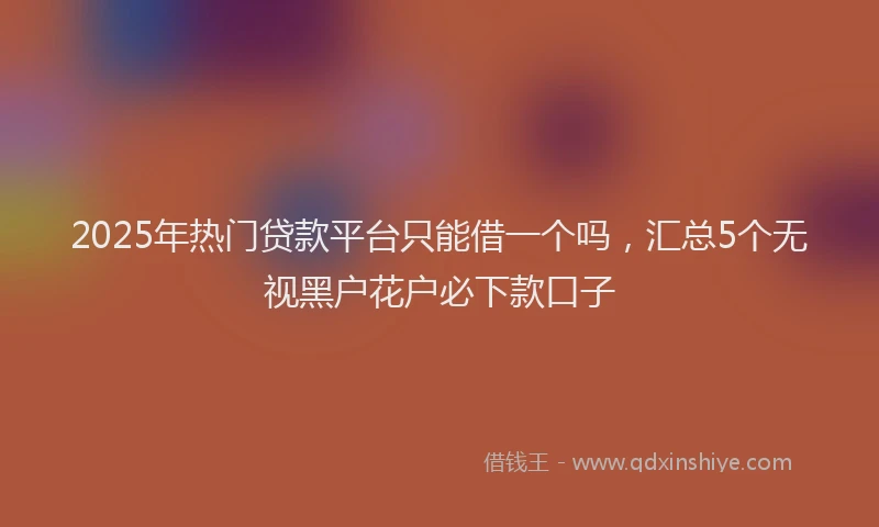 2025年热门贷款平台只能借一个吗,汇总5个无视黑户花户必下款口子