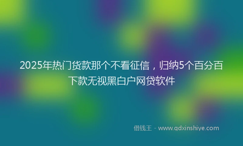 2025年热门货款那个不看征信，归纳5个百分百下款无视黑白户网贷软件