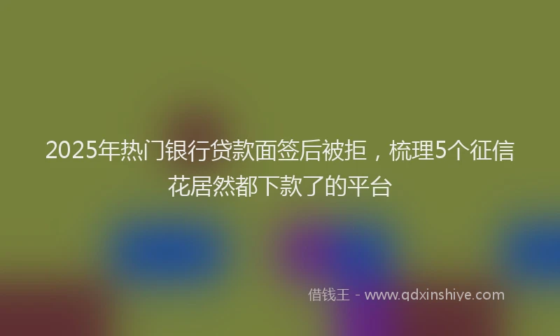2025年热门银行贷款面签后被拒，梳理5个征信花居然都下款了的平台
