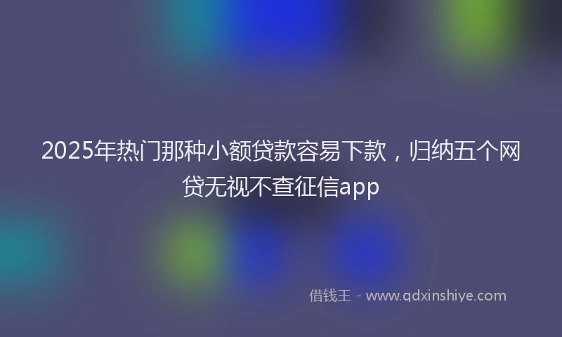 2025年热门那种小额贷款容易下款，归纳五个网贷无视不查征信app
