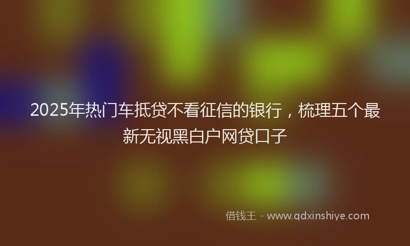 2025年热门车抵贷不看征信的银行，梳理五个最新无视黑白户网贷口子
