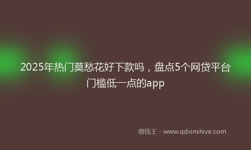 2025年热门莫愁花好下款吗,盘点5个网贷平台门槛低一点的app