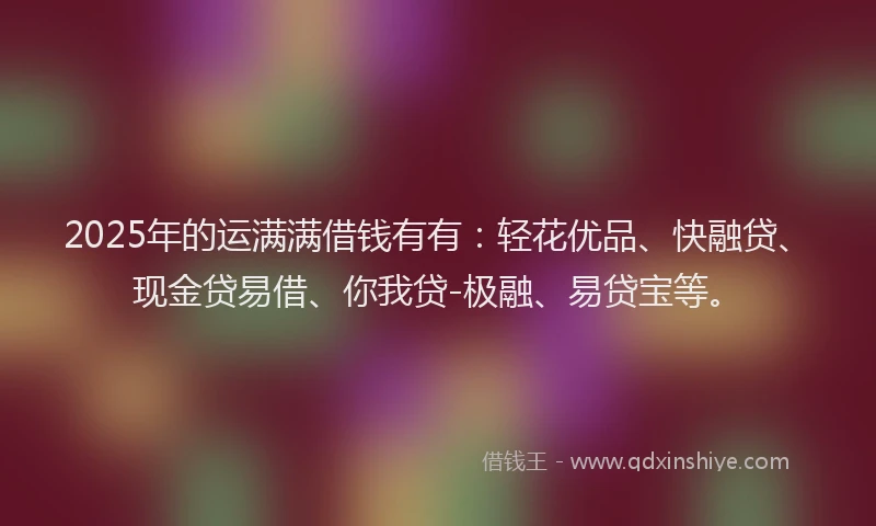 2025年的运满满借钱有有：轻花优品、快融贷、现金贷易借、你我贷-极融、易贷宝等。