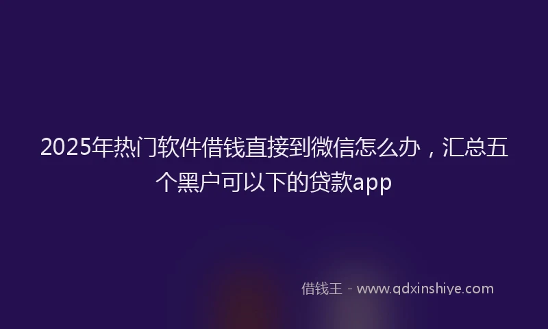 2025年热门软件借钱直接到微信怎么办,汇总五个黑户可以下的贷款app
