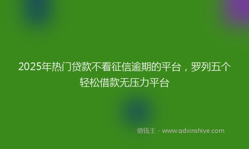 2025年热门贷款不看征信逾期的平台,罗列五个轻松借款无压力平台