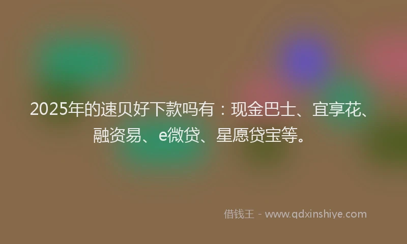 2025年的速贝好下款吗有：现金巴士、宜享花、融资易、e微贷、星愿贷宝等。