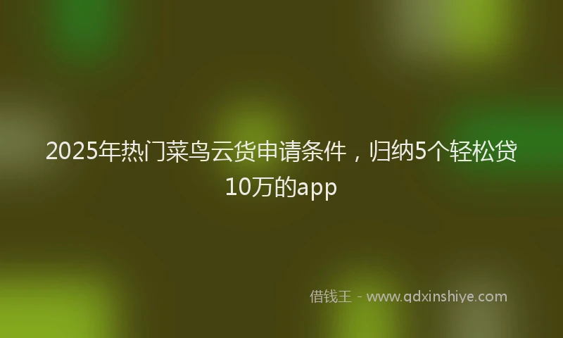 2025年热门菜鸟云货申请条件，归纳5个轻松贷10万的app