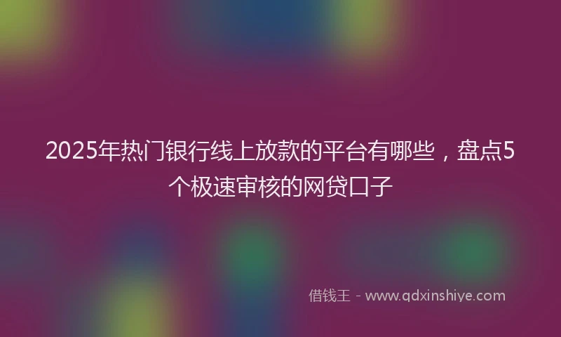 2025年热门银行线上放款的平台有哪些，盘点5个极速审核的网贷口子