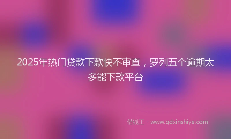 2025年热门贷款下款快不审查,罗列五个逾期太多能下款平台