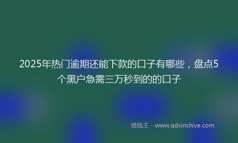2025年热门逾期还能下款的口子有哪些，盘点5个黑户急需三万秒到的的口子
