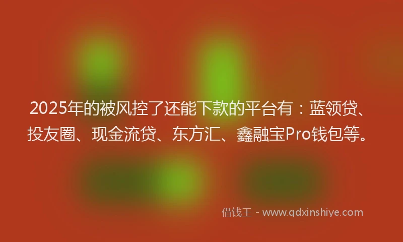 2025年的被风控了还能下款的平台有:蓝领贷、投友圈、现金流贷、东方汇、鑫融宝Pro钱包等。