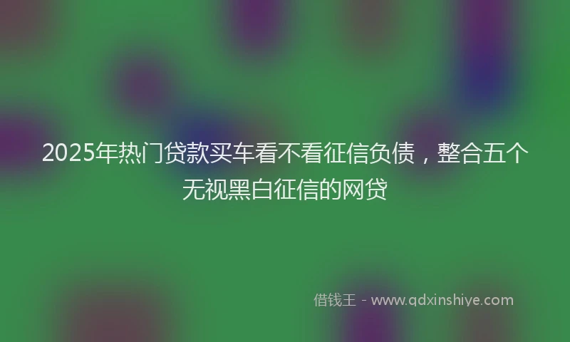 2025年热门贷款买车看不看征信负债，整合五个无视黑白征信的网贷