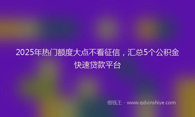 2025年热门额度大点不看征信，汇总5个公积金快速贷款平台