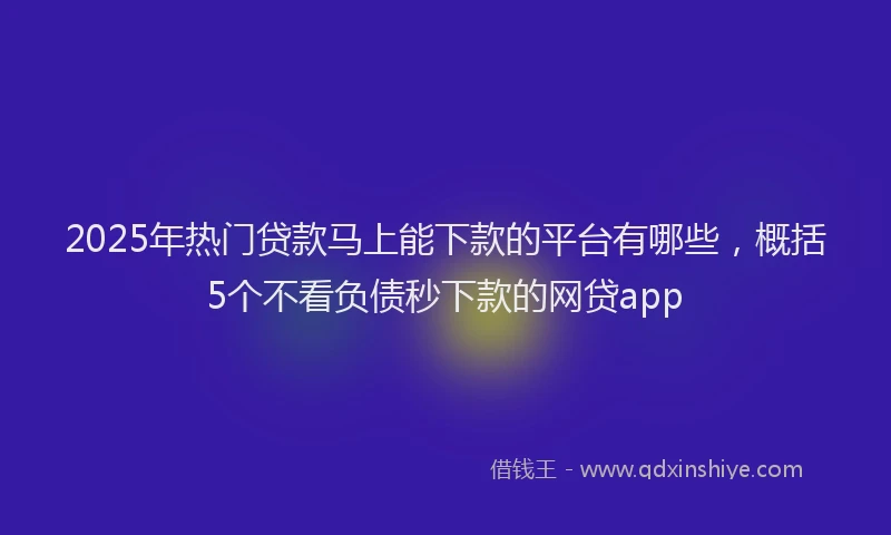 2025年热门贷款马上能下款的平台有哪些，概括5个不看负债秒下款的网贷app