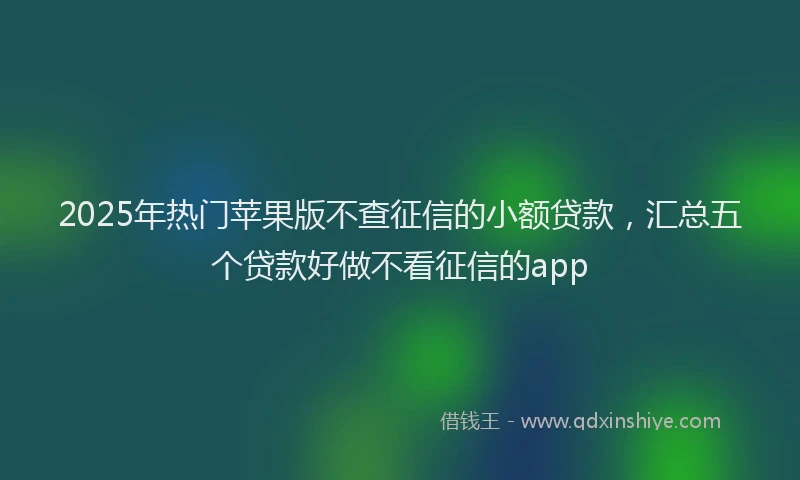 2025年热门苹果版不查征信的小额贷款，汇总五个贷款好做不看征信的app