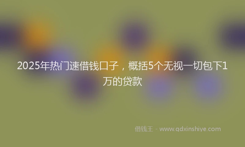 2025年热门速借钱口子，概括5个无视一切包下1万的贷款