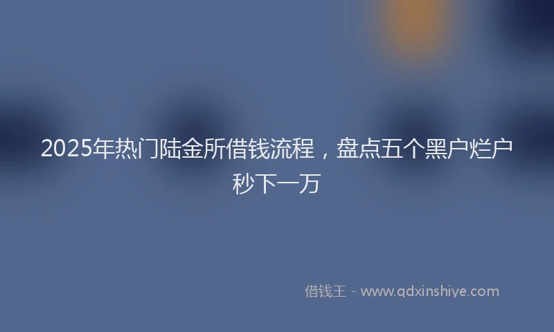 2025年热门陆金所借钱流程，盘点五个黑户烂户秒下一万