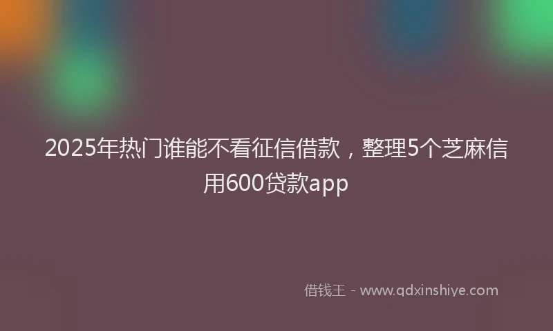 2025年热门谁能不看征信借款，整理5个芝麻信用600贷款app