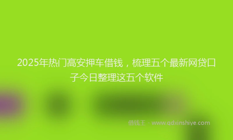 2025年热门高安押车借钱，梳理五个最新网贷口子今日整理这五个软件