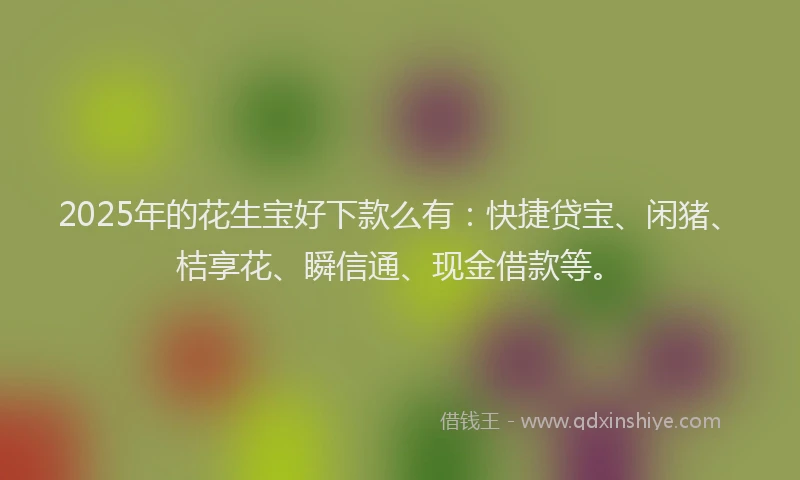 2025年的花生宝好下款么有：快捷贷宝、闲猪、桔享花、瞬信通、现金借款等。