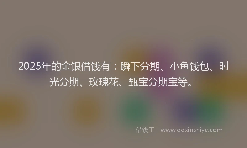 2025年的金银借钱有:瞬下分期、小鱼钱包、时光分期、玫瑰花、甄宝分期宝等。