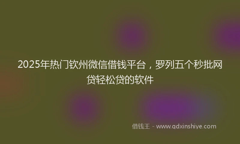 2025年热门钦州微信借钱平台，罗列五个秒批网贷轻松贷的软件