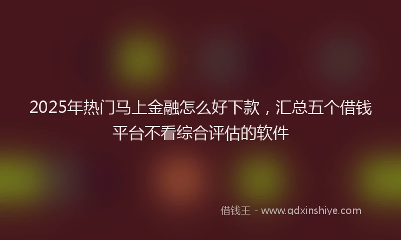 2025年热门马上金融怎么好下款，汇总五个借钱平台不看综合评估的软件