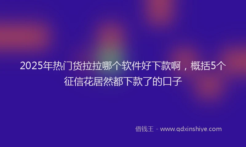 2025年热门货拉拉哪个软件好下款啊，概括5个征信花居然都下款了的口子