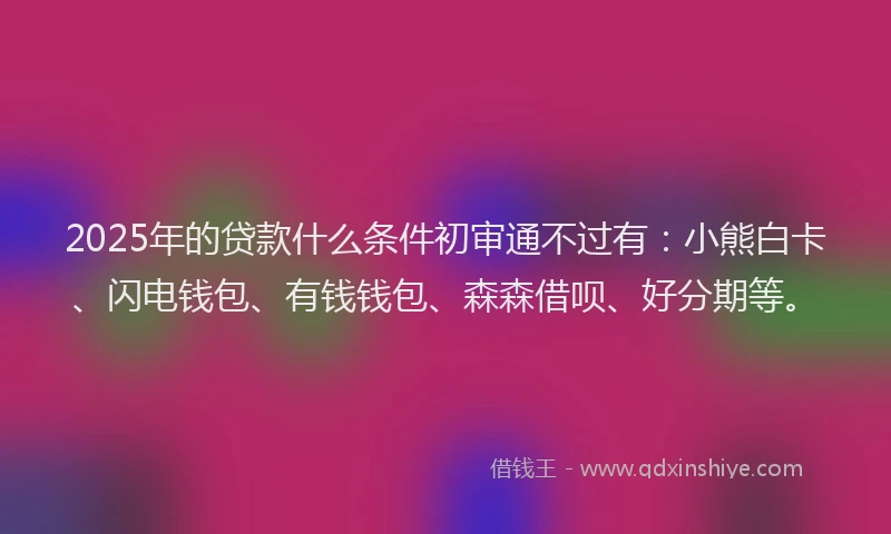 2025年的贷款什么条件初审通不过有:小熊白卡、闪电钱包、有钱钱包、森森借呗、好分期等。