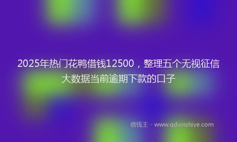 2025年热门花鸭借钱12500，整理五个无视征信大数据当前逾期下款的口子