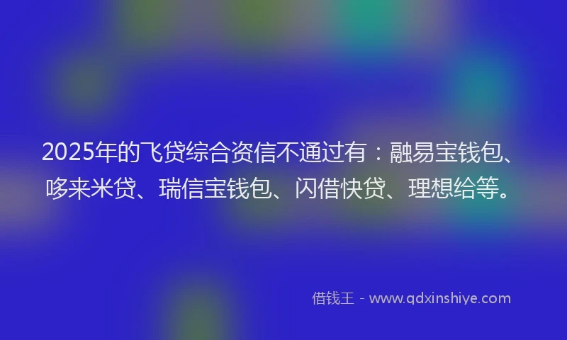 2025年的飞贷综合资信不通过有:融易宝钱包、哆来米贷、瑞信宝钱包、闪借快贷、理想给等。