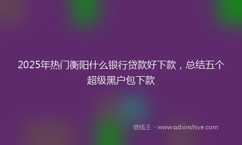 2025年热门衡阳什么银行贷款好下款，总结五个超级黑户包下款