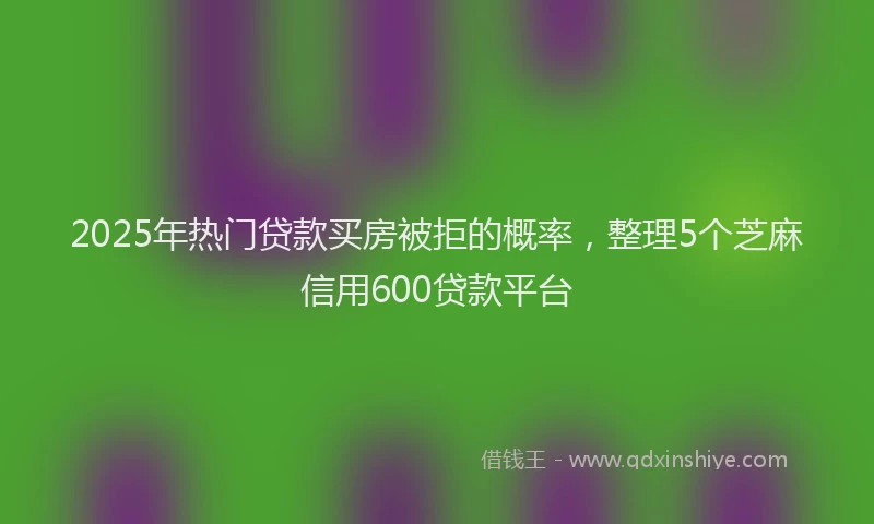 2025年热门贷款买房被拒的概率，整理5个芝麻信用600贷款平台