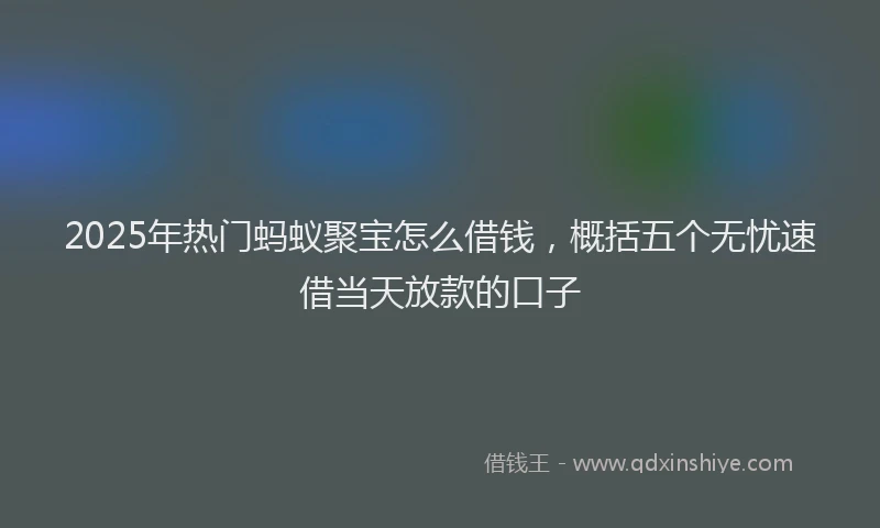 2025年热门蚂蚁聚宝怎么借钱，概括五个无忧速借当天放款的口子