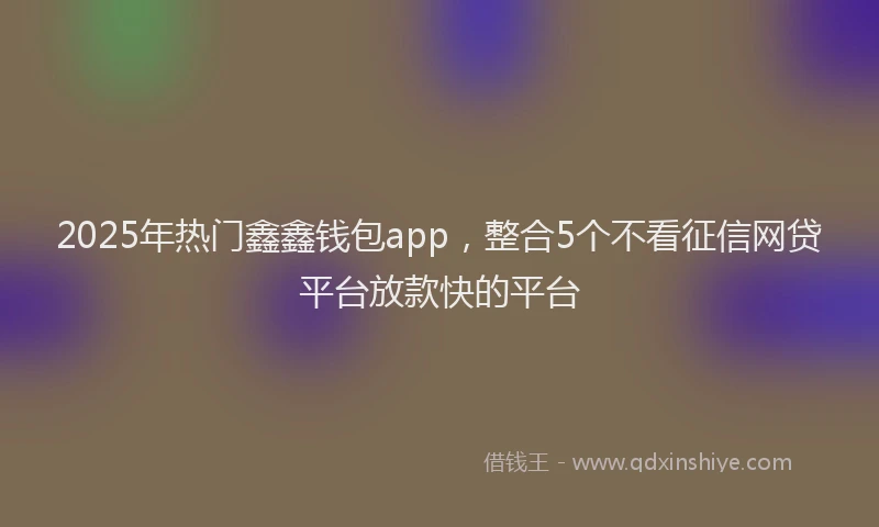 2025年热门鑫鑫钱包app,整合5个不看征信网贷平台放款快的平台