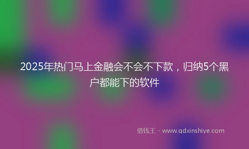 2025年热门马上金融会不会不下款,归纳5个黑户都能下的软件