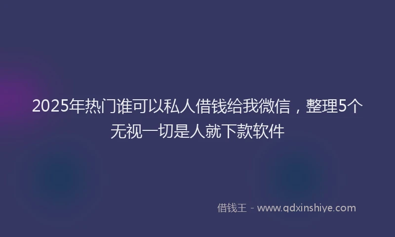 2025年热门谁可以私人借钱给我微信，整理5个无视一切是人就下款软件