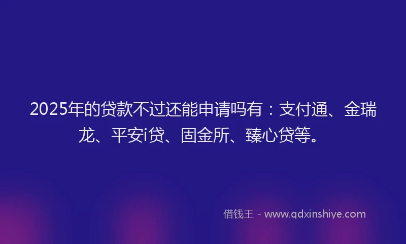 2025年的贷款不过还能申请吗有:支付通、金瑞龙、平安i贷、固金所、臻心贷等。