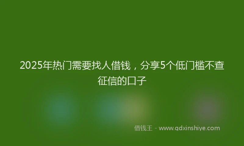 2025年热门需要找人借钱，分享5个低门槛不查征信的口子