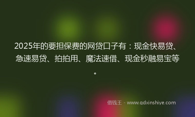 2025年的要担保费的网贷口子有：现金快易贷、急速易贷、拍拍用、魔法速借、现金秒融易宝等。