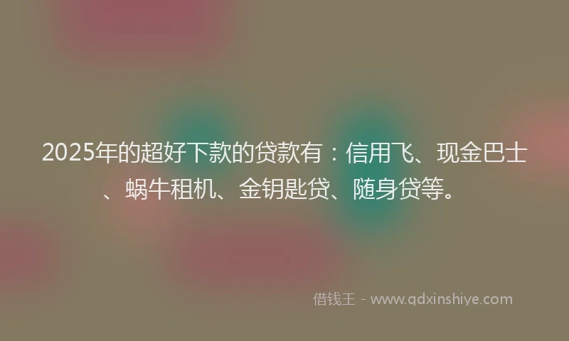 2025年的超好下款的贷款有:信用飞、现金巴士、蜗牛租机、金钥匙贷、随身贷等。